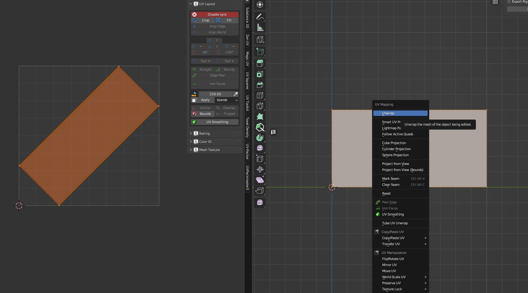#110847 - Unwraping simple objects at angle - blender - Blender Projects