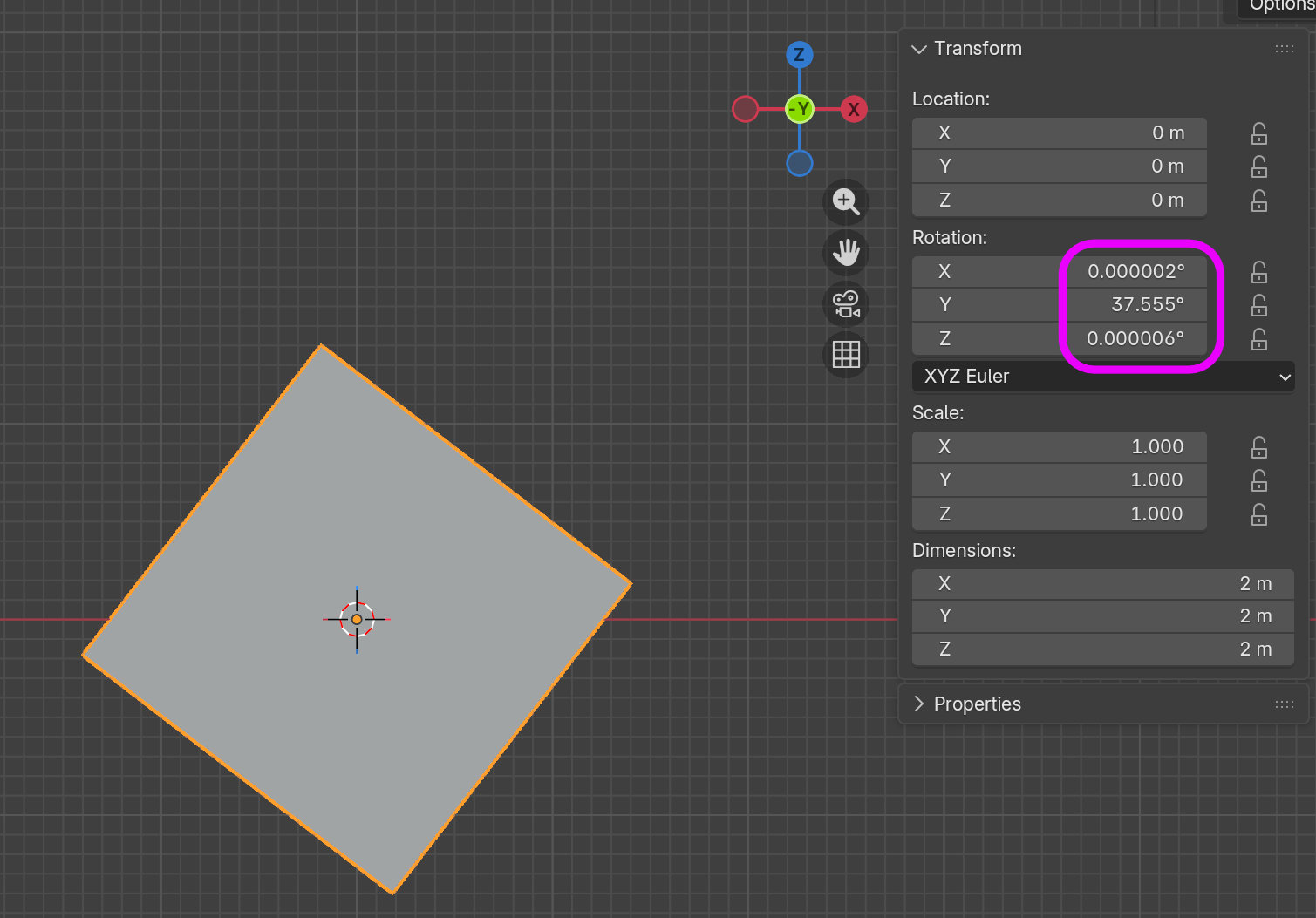 #150611 - Rotating an object in the Viewport (front view) is slightly ...