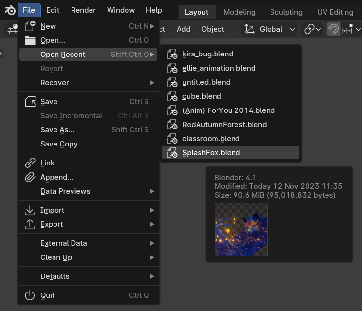 #112644 - UI: Recent Menu Previews - blender - Blender Projects