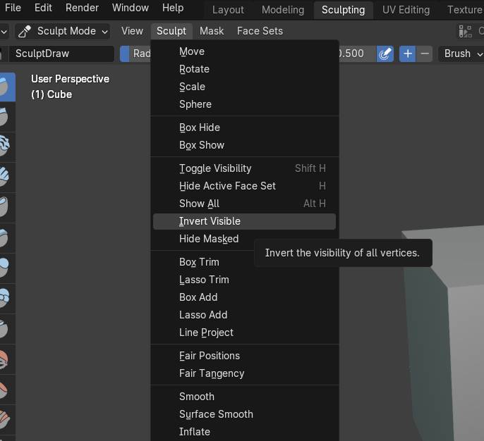 #120144 - Invert Visible doesn't invert Face Sets properly in Sculpt ...