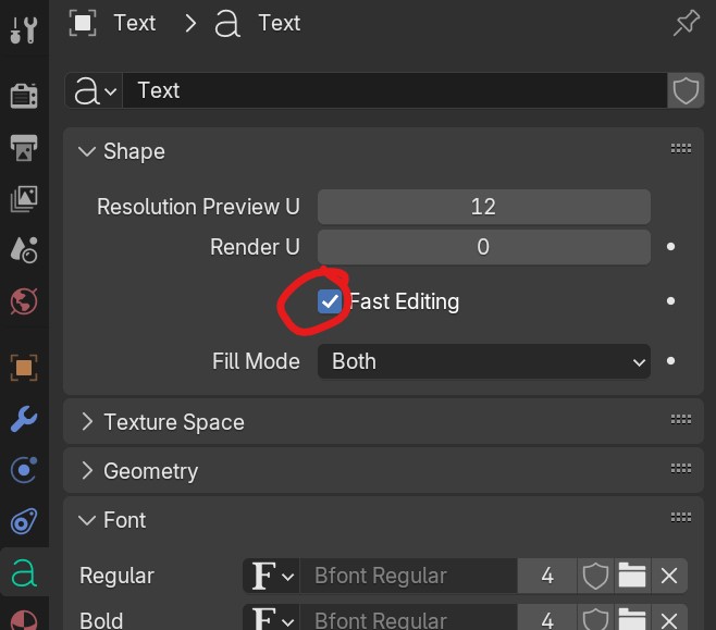 #130943 - Text object is crashing Blender when triggering Edit mode ...