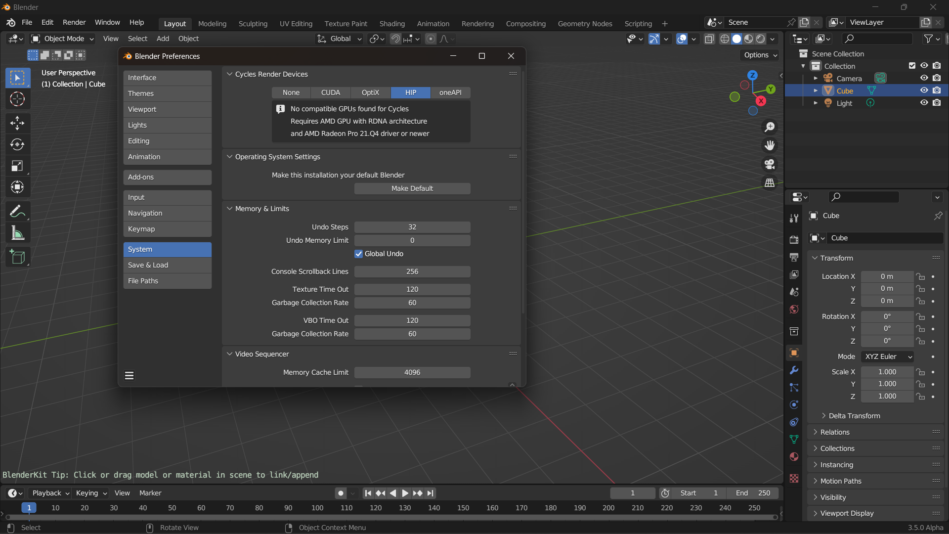 104717 AMD GPU not recognise in Blender 3.5 Alpha blender