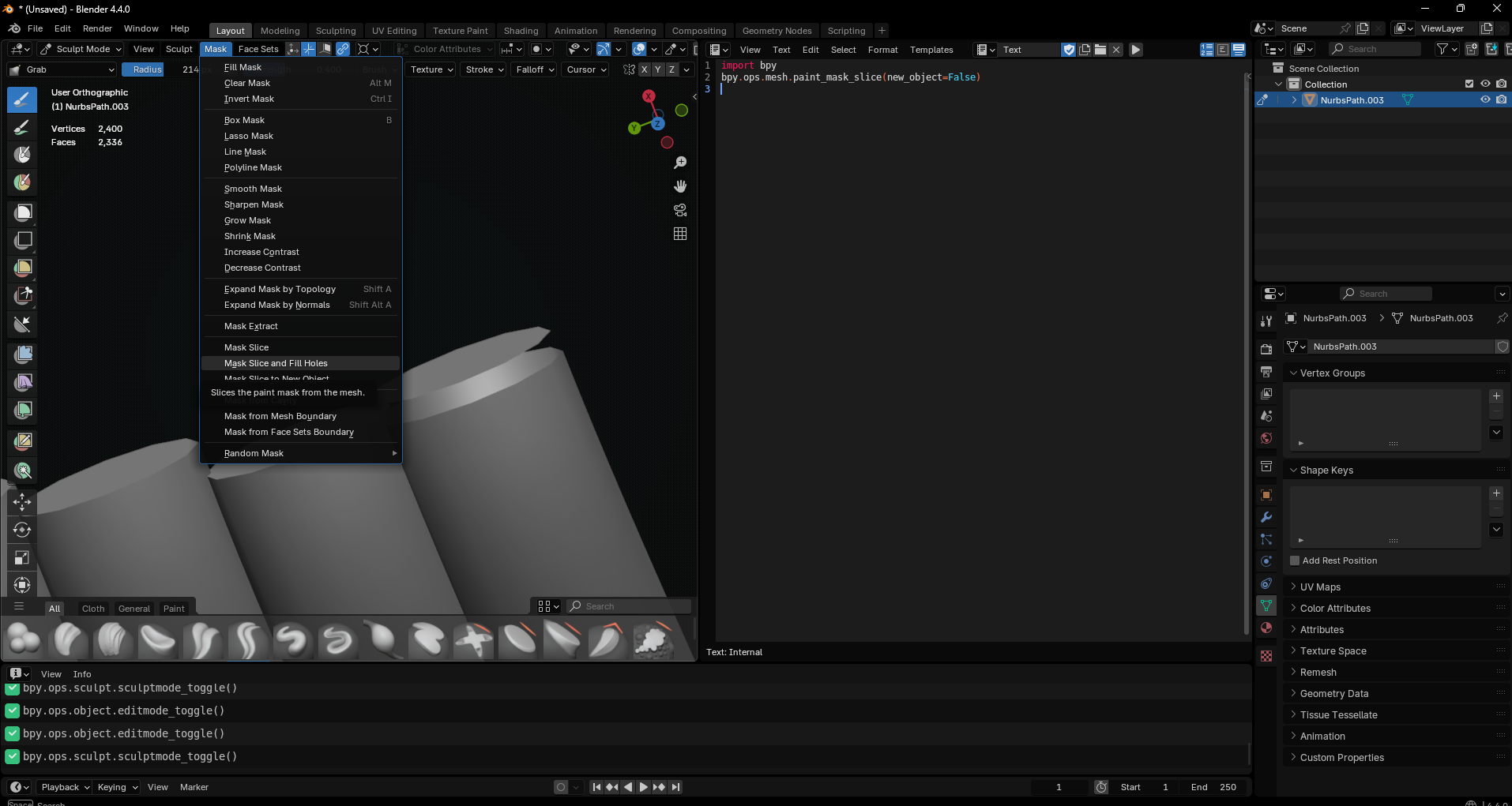#136897 - Sculpt mode : Mask slice and fill holes not working - blender ...