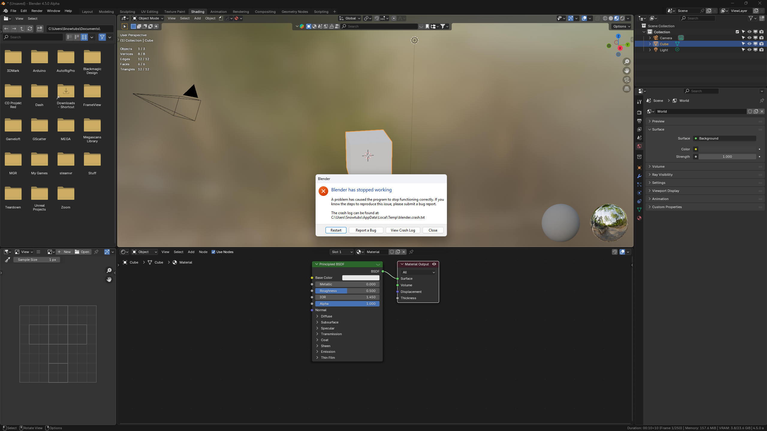 #139516 - Blender says crashes when turning on shader node preview for ...