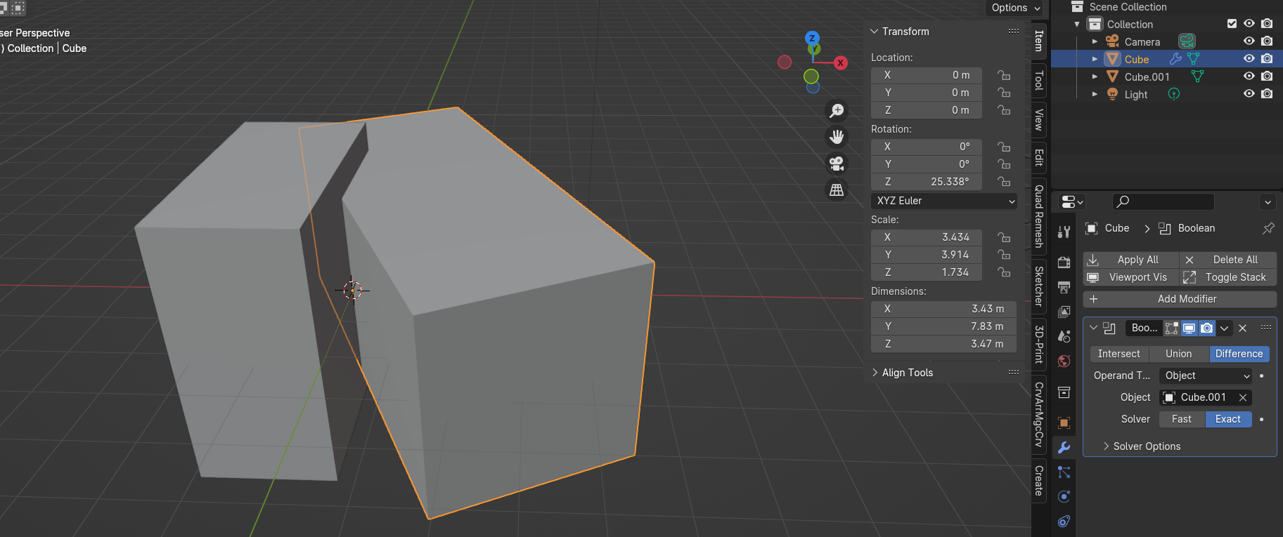 #115715 - Boolean Modifier works like as if object is in original ...