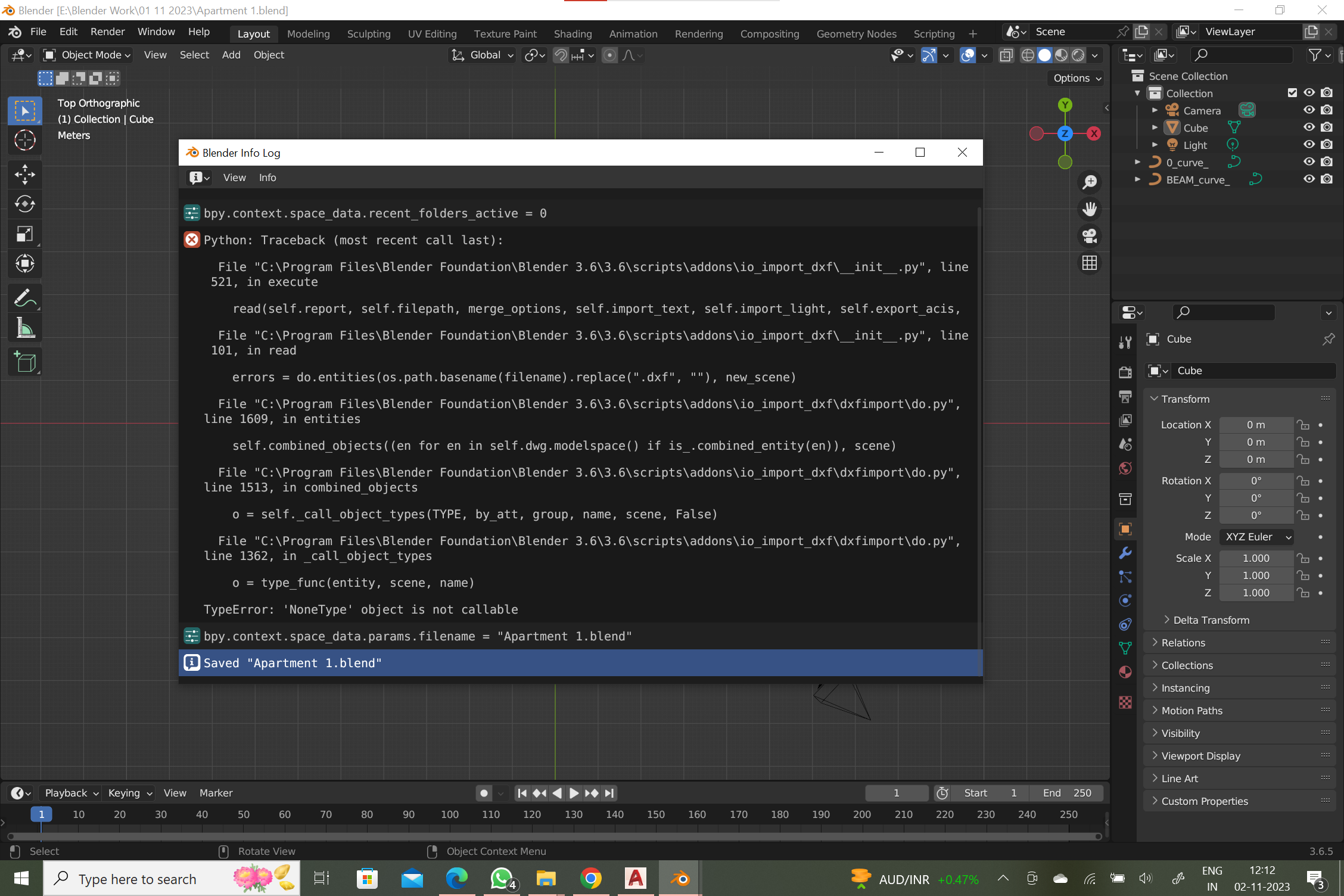 #114392 - Import Auto CAD DXF is not working. - blender - Blender Projects