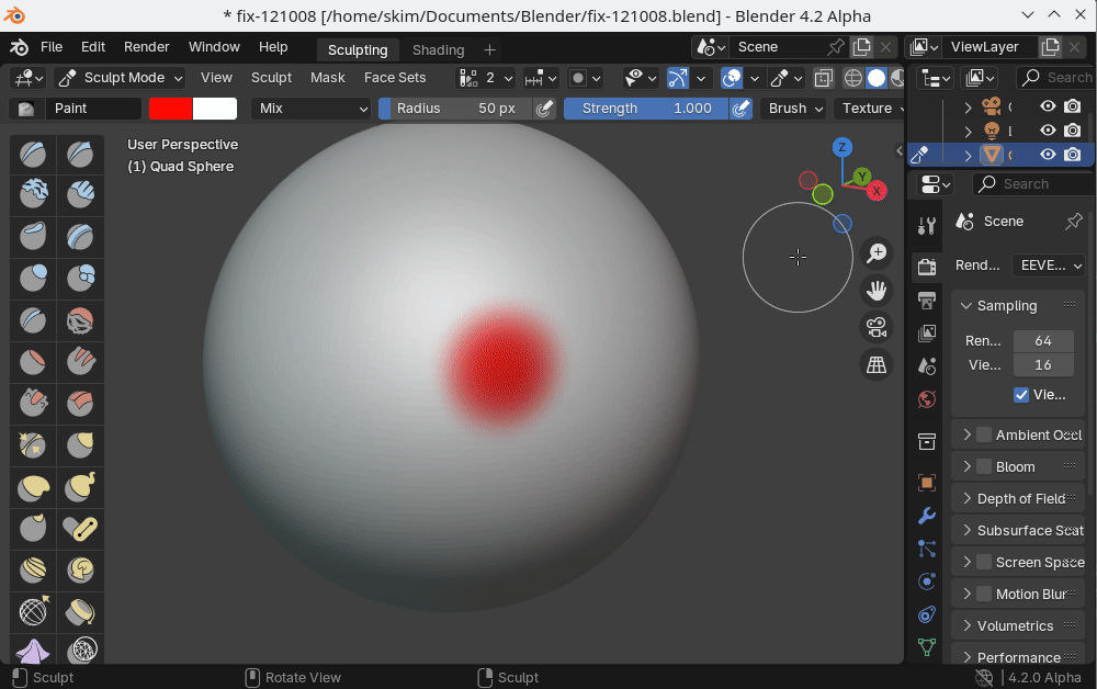 121008 sculpt mode paint/undo/color attribute blender Blender