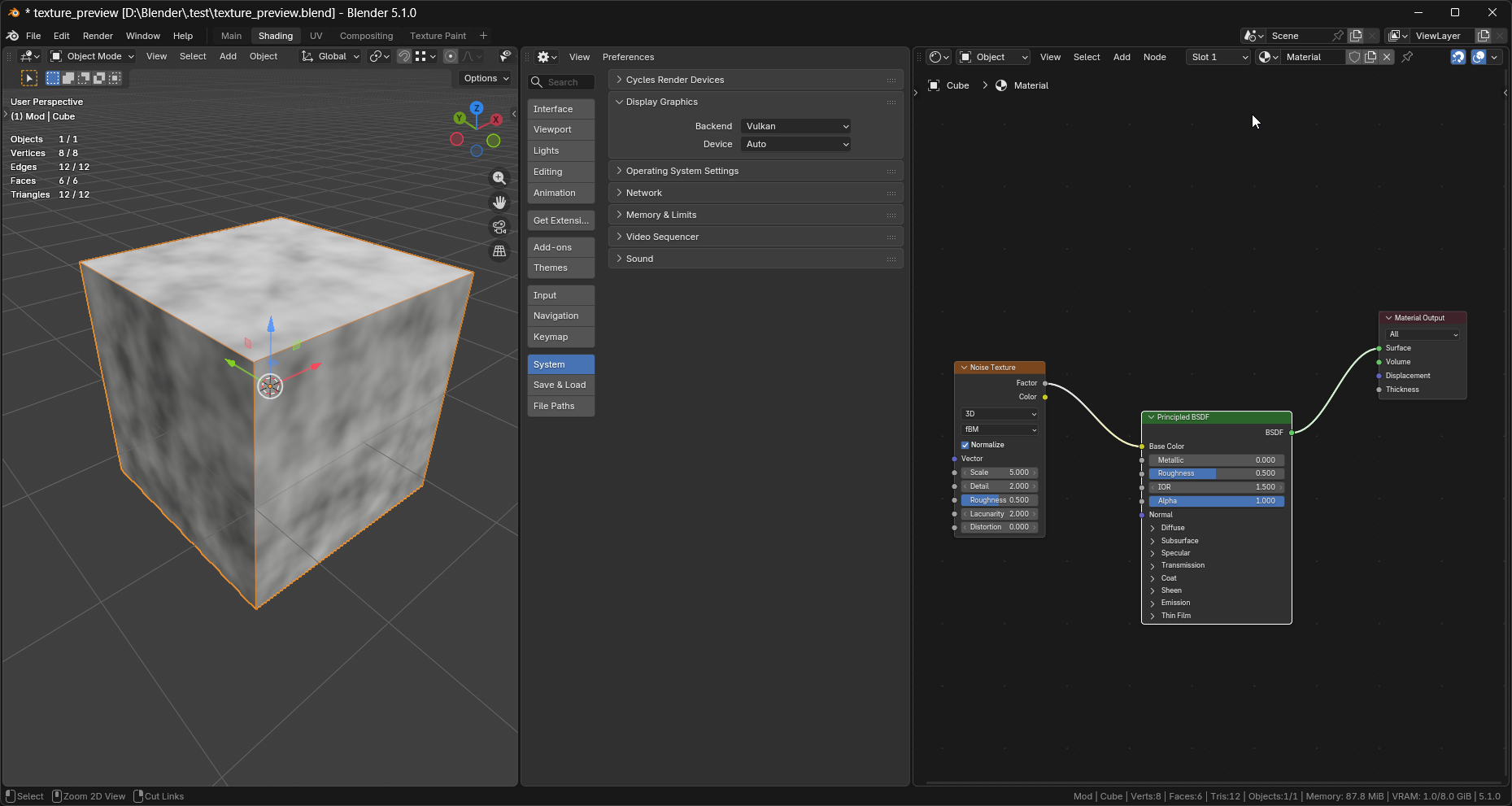 #156890 - Vulkan / Material Preview: Image Texture connected directly ...
