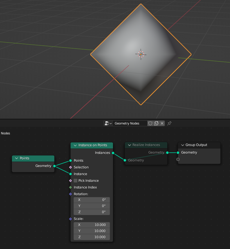 #110429 - Geometry Nodes: Realize Instances node does not take size ...