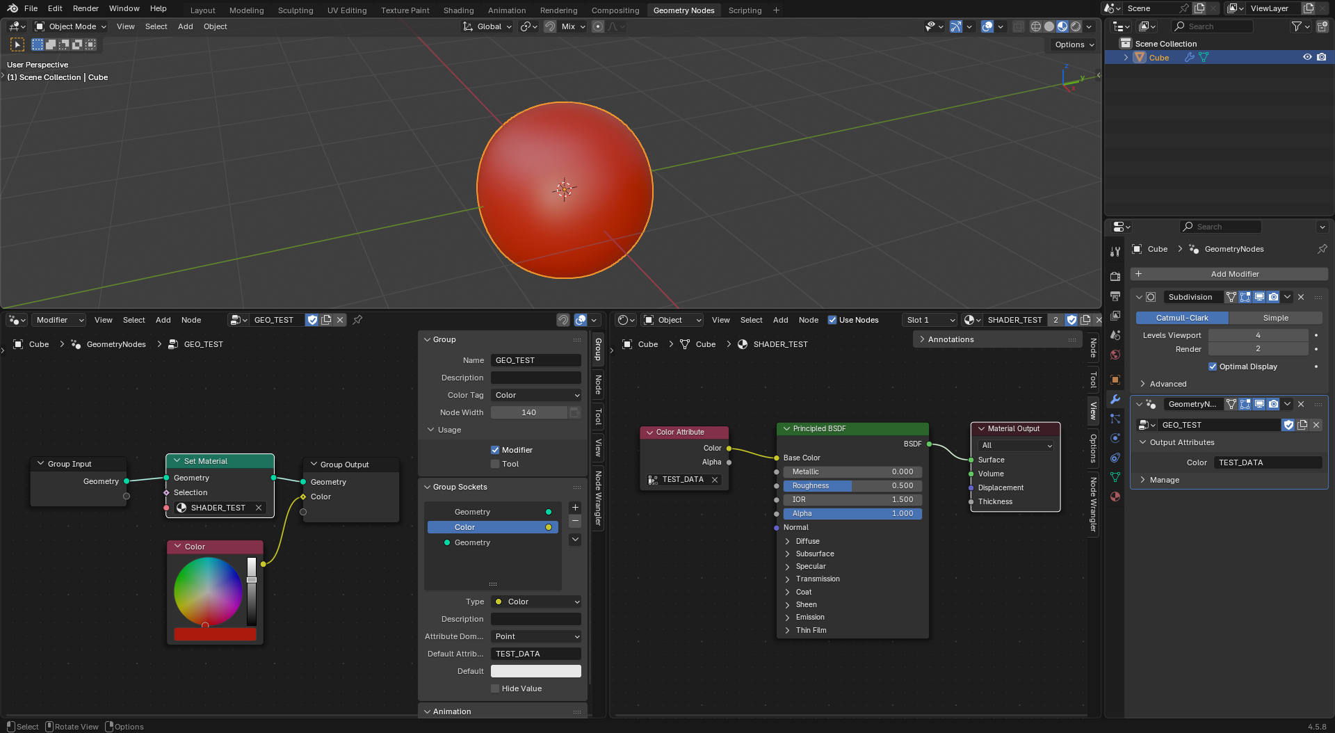 #157252 - Edit Mode: Color Attribute node in Shader Tree ignores data ...