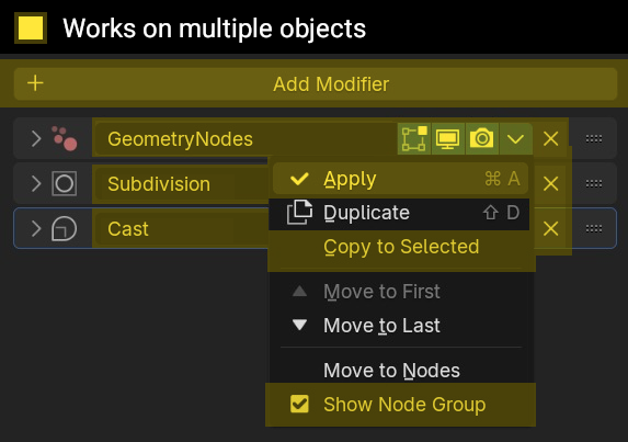 modifier options that work on multiple objects